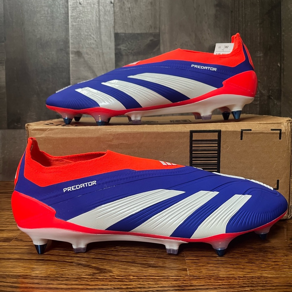 adidas Mens Predator Elite Laceless SG Advancement Pack Blue Red Sz 11.5 Cleats
